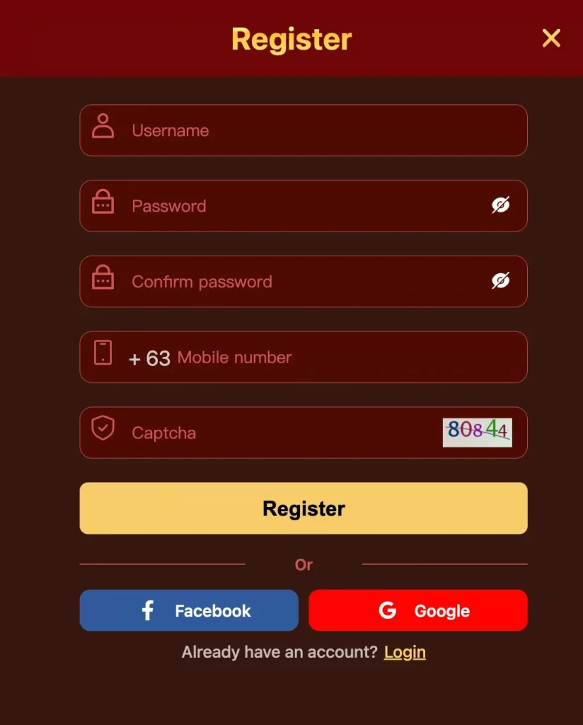 WAGIPLUS signup page showing fast and secure registration for login, games, and online casino